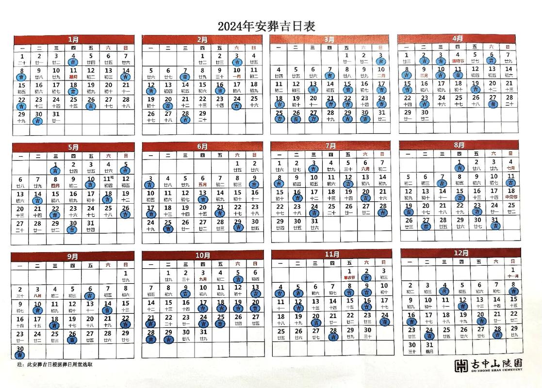 2024年农历5月安葬吉日一览表