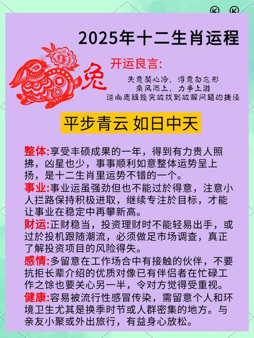 属兔人2025年运势运程_李明居2025生肖运程_属兔人年运势详解