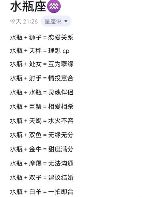 水瓶女最佳配对星座_水瓶座最佳星座配对_水瓶和白羊星座匹配度