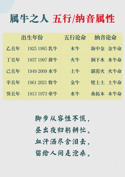 属牛的五行性格解析_85年生肖五行属什么_生肖牛五行属什么