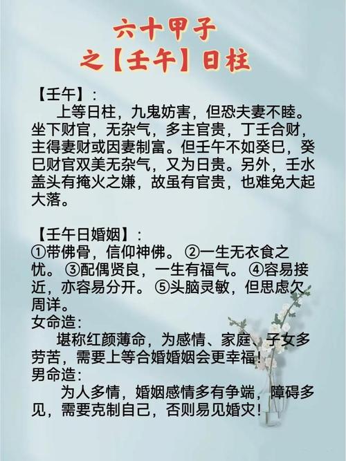 意外:壬午日柱出生男女八字命运