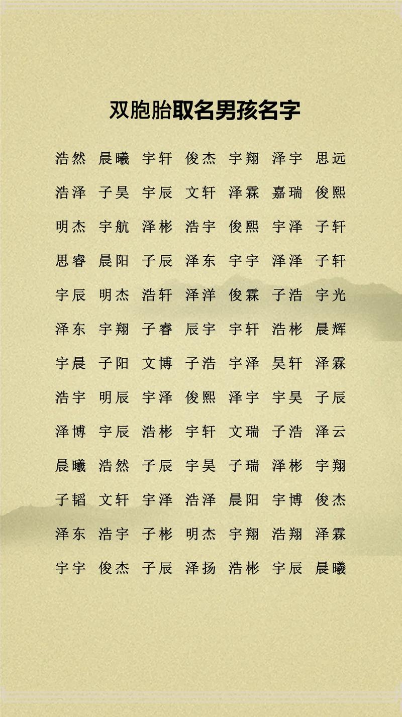 不得了:好听寓意好的双胞胎名字大全