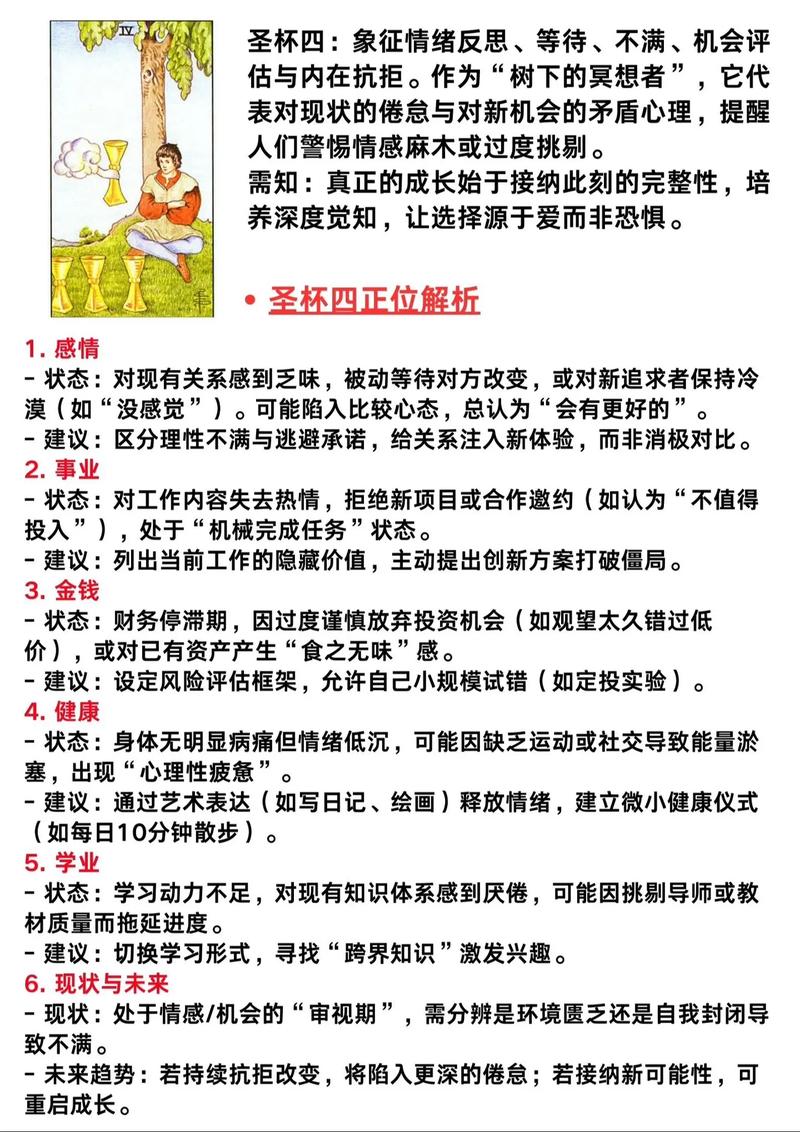 事业停滞塔罗牌含义_塔罗牌星币四_圣杯四塔罗牌解读
