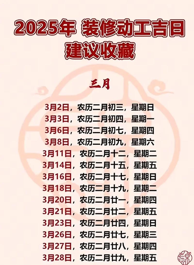 黄历推荐吉日动工_2025适合装修开工吉日_2025年装饰动工吉日选择