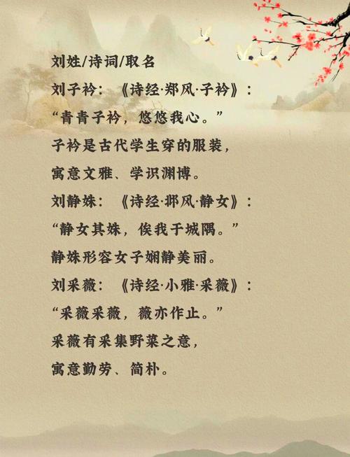 2026刘姓女孩满分起名_刘姓女孩有文化气息有含义名字推荐_刘一璇刘丽媛刘嘉妤