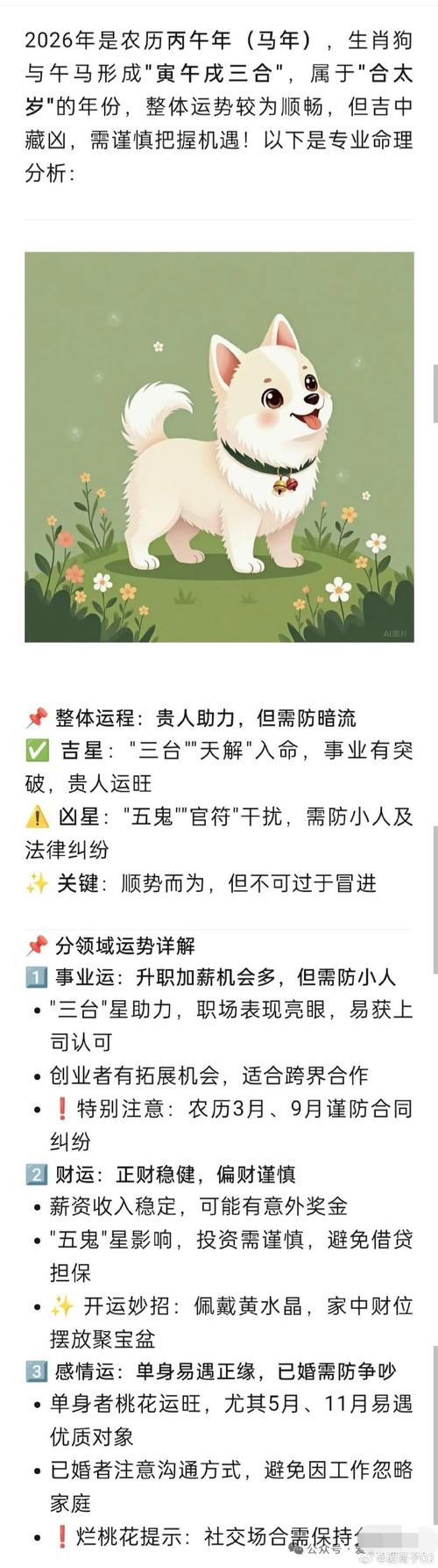 经典回顾:属狗人2026年运势详解,属狗2026年运势及运程