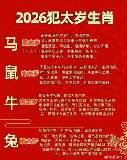生肖马2026年值太岁及刑太岁_2026年犯太岁生肖名单_2026年生肖运程