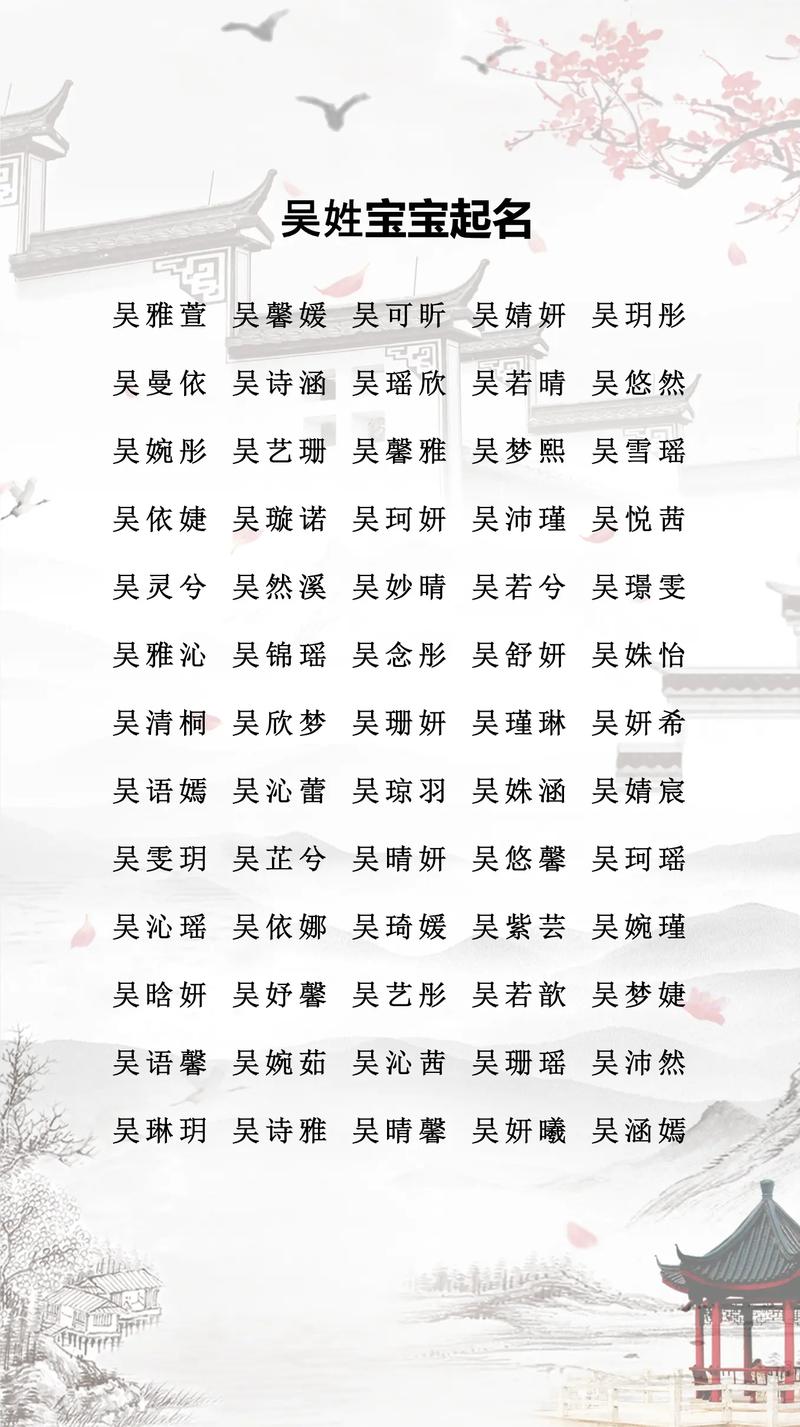 吴姓宝宝起名技巧_吴姓男女宝宝起名方法_给吴姓宝宝起名两个字