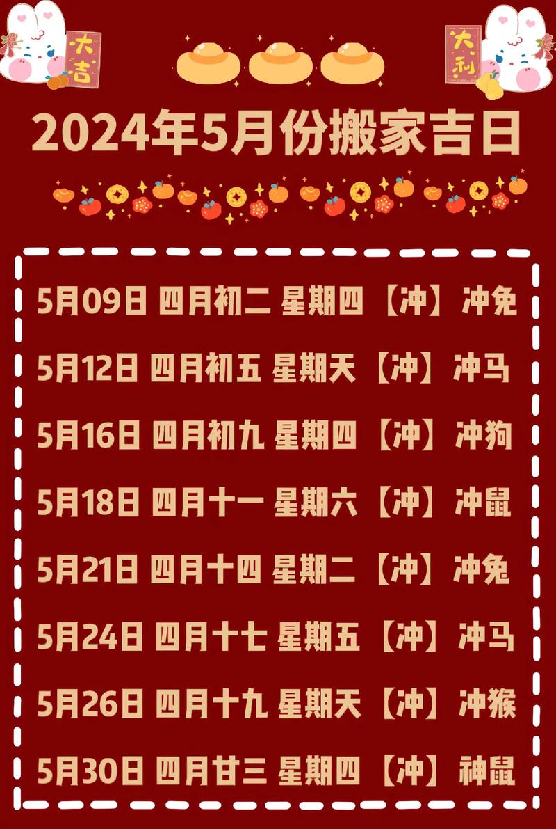 2026年5月黄道吉日搬家_2026年5月适合搬家日子的黄历_搬家吉日2026年