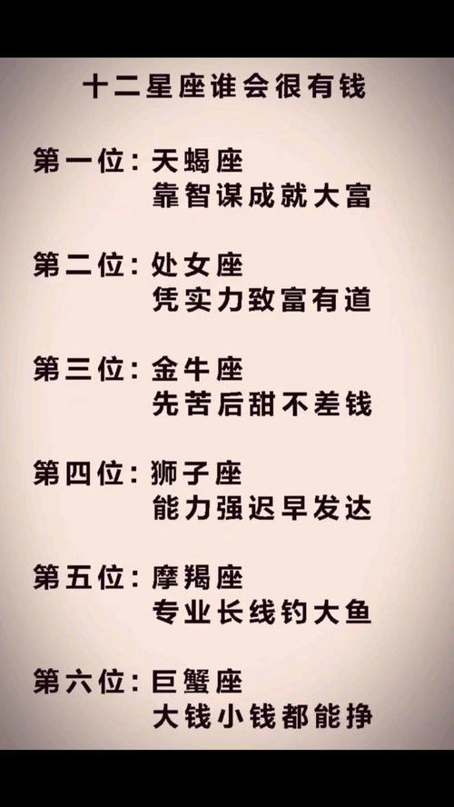 赚钱能力出众的星座_花钱毫不手软的星座_12星座代表什么性格